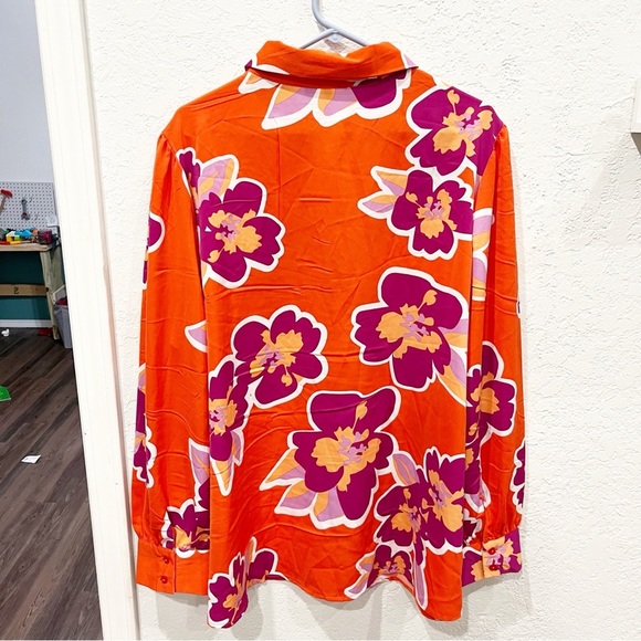 Cato Blouse Women's 22/24W Bold Floral Button Down Hippie Dopamine Boho - Picture 2 of 8
